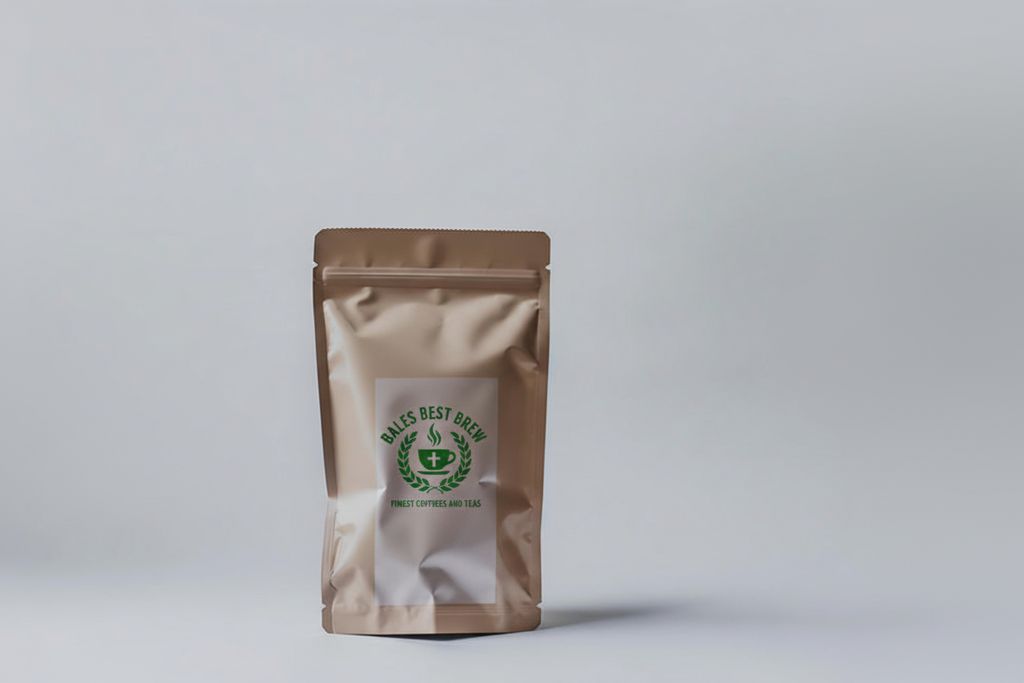 Bales Best Brew coffee pouch with logo